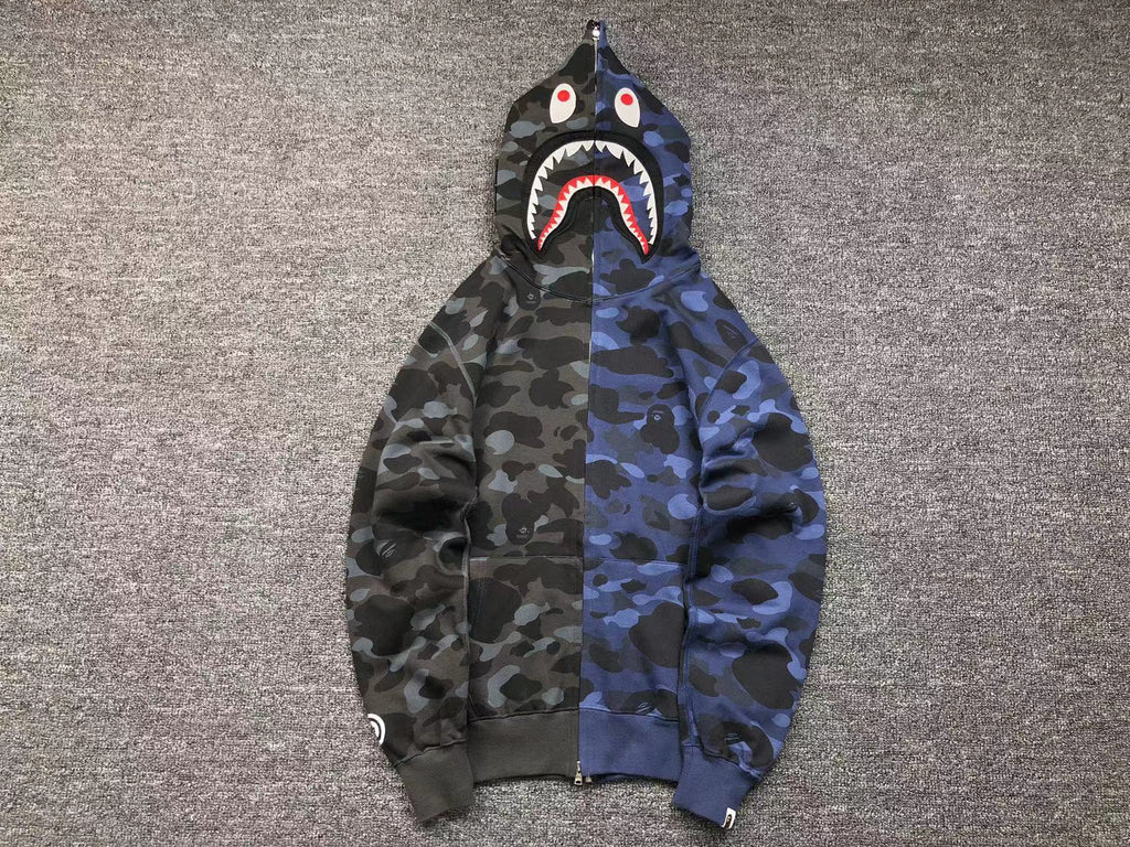 Bape Camo Half and Half Shark Hoodie