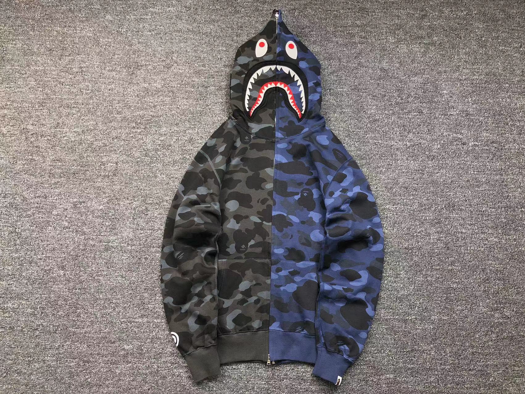 Bape Camo Half and Half Shark Hoodie