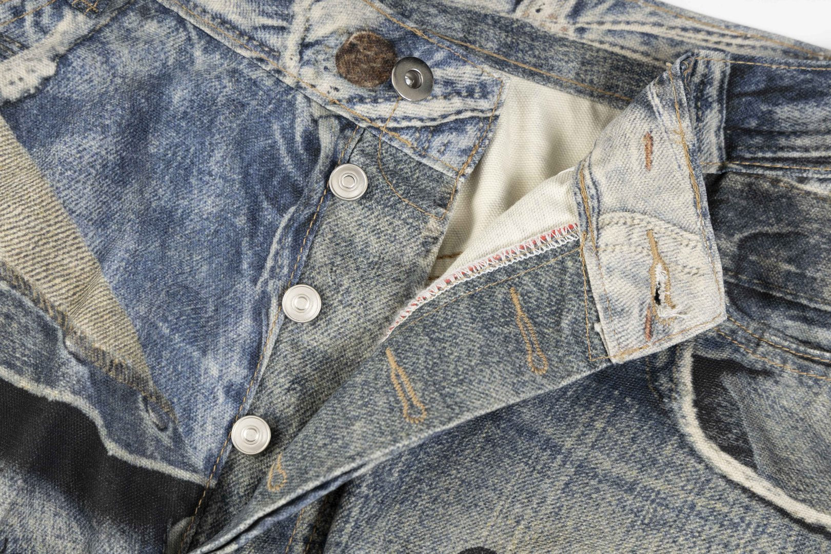 Acne Studios Torn Scribble Print Baggy Jeans