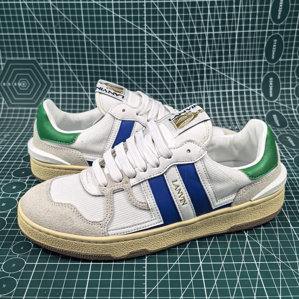 Lanvin White & Blue Clay Sneakers