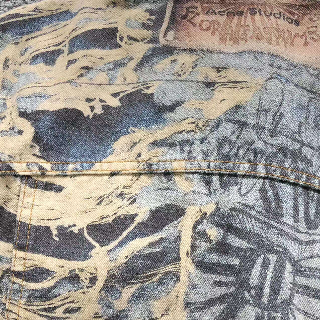 Acne Studios Torn Scribble Print Baggy Jeans