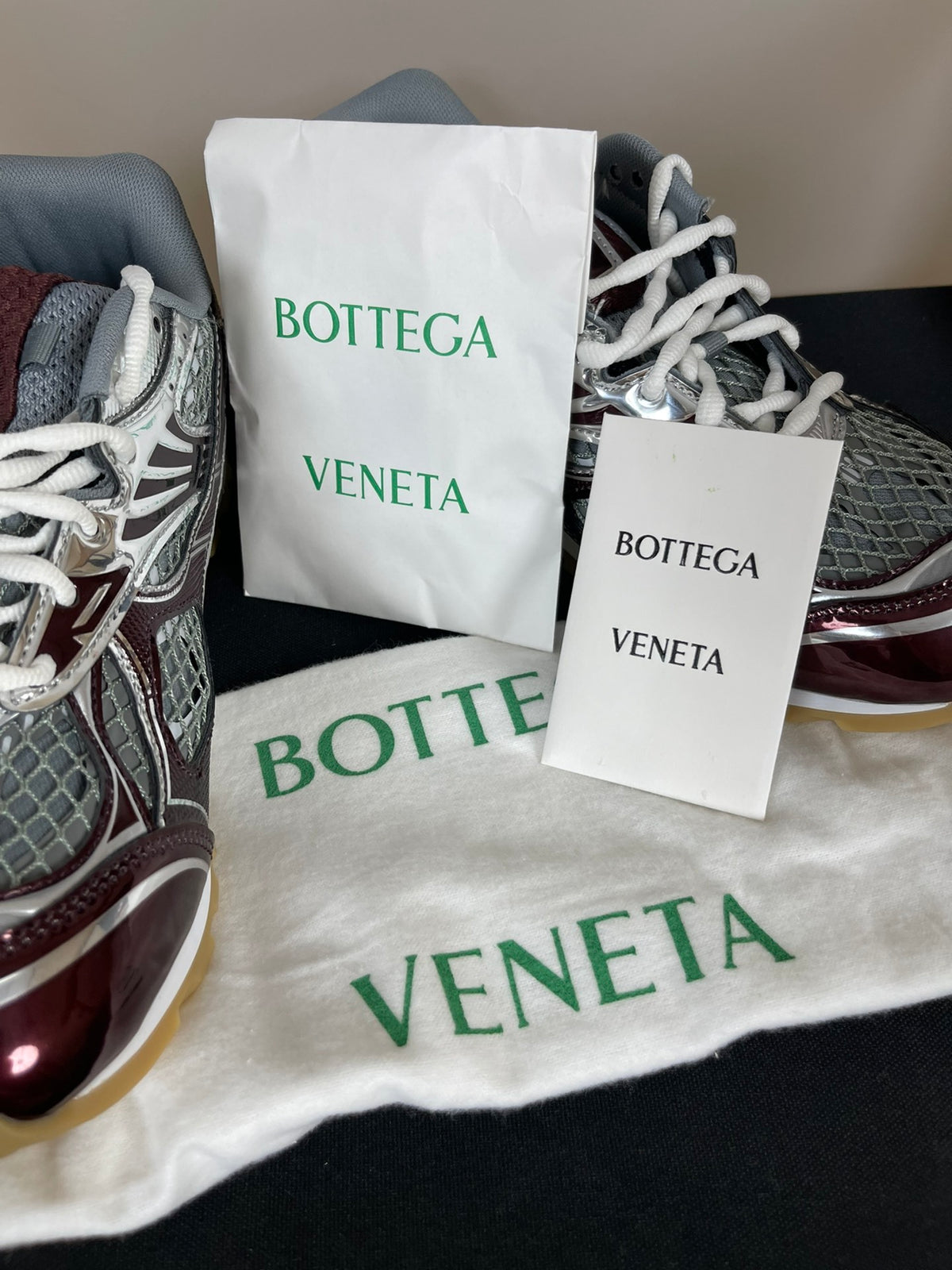 Bottega Veneta Orbit Sneakers Burgundy & Silver