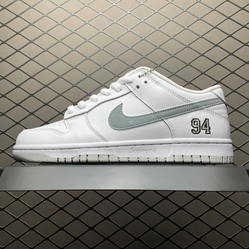 Nike SB Dunk Low "Supreme - White / Metallic Silver"