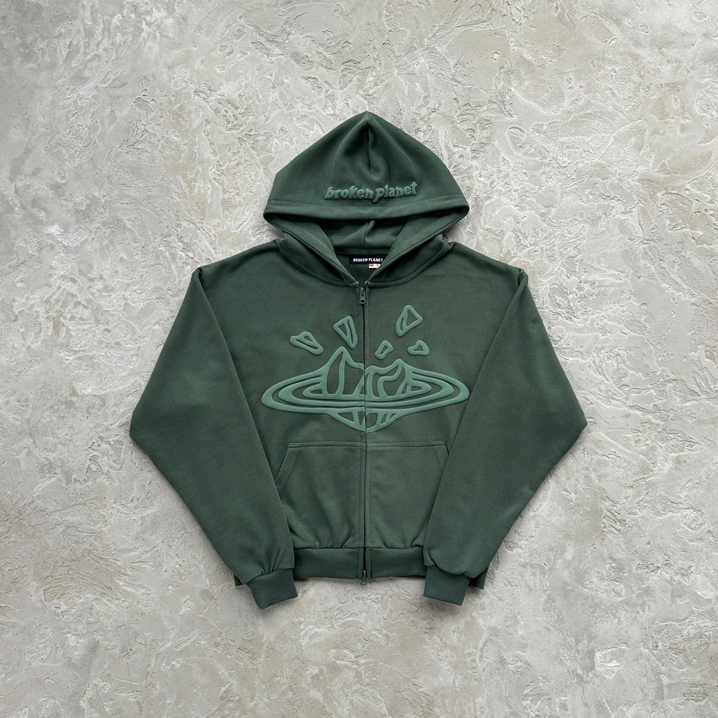 Broken Planet Zip-up Emerald Green Set