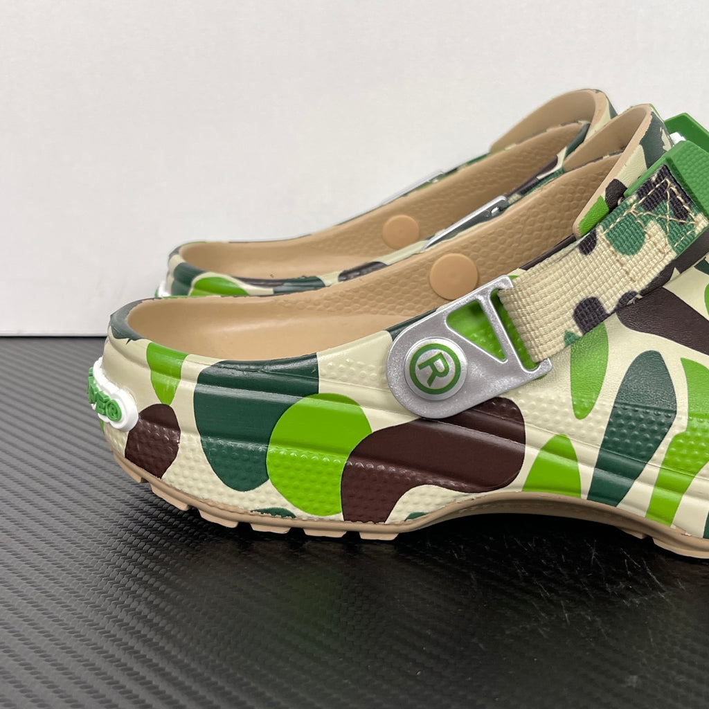 A BATHING APE (BAPE) x Crocs Classic Clog in Green ABC Camo