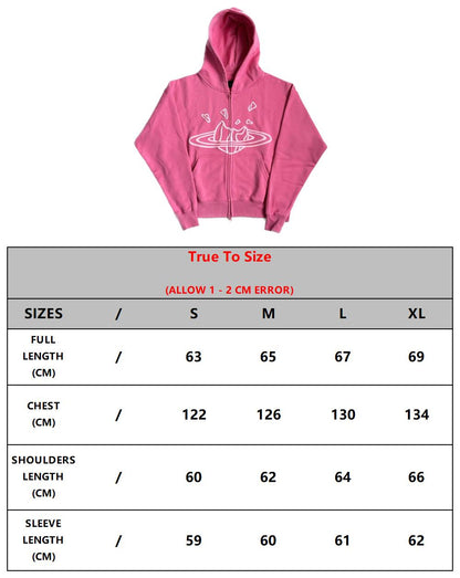 Broken Planet Zip-up Pink Hoodie