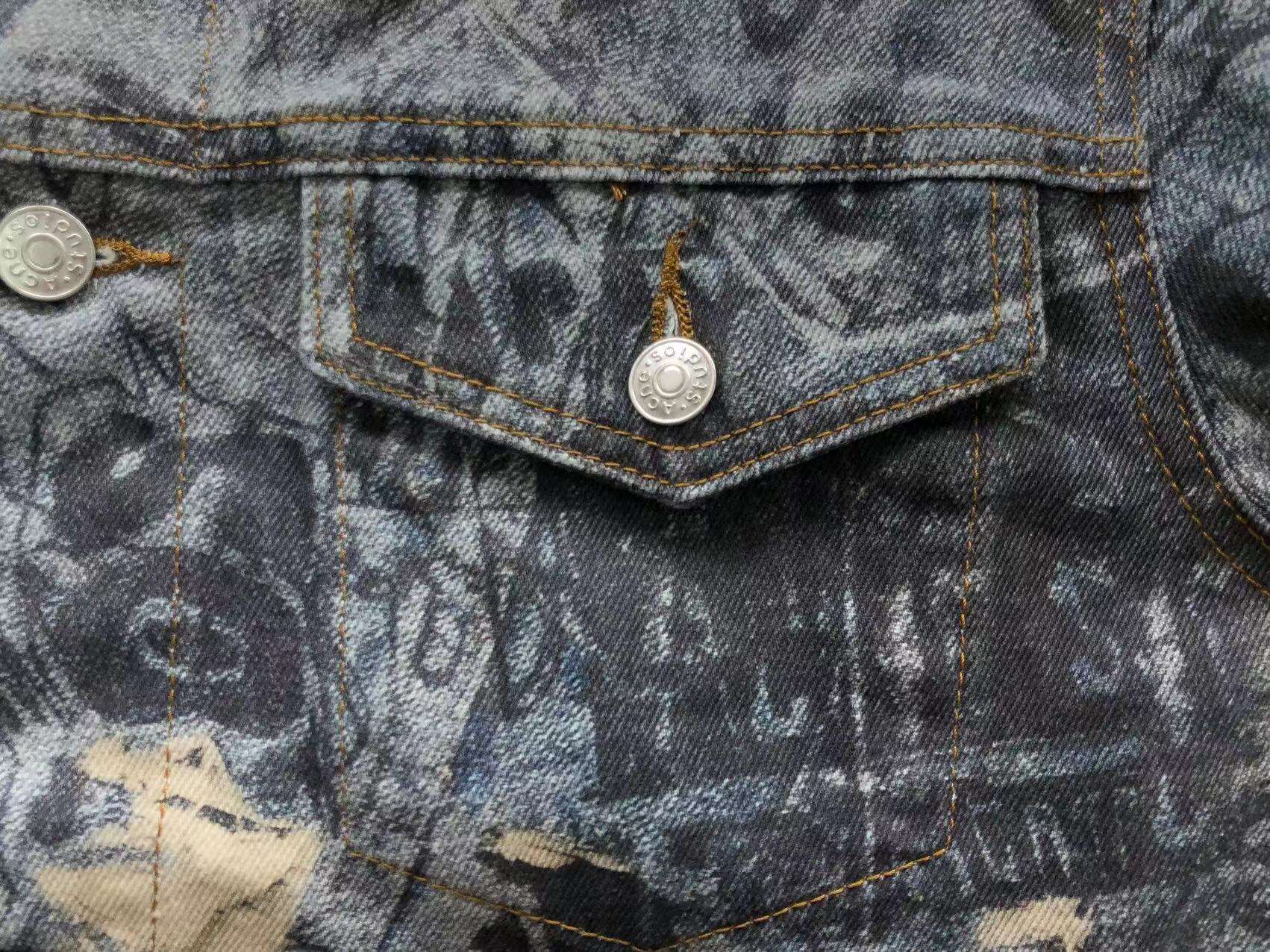 Acne Studios Torn Scribble Print Baggy Jeans