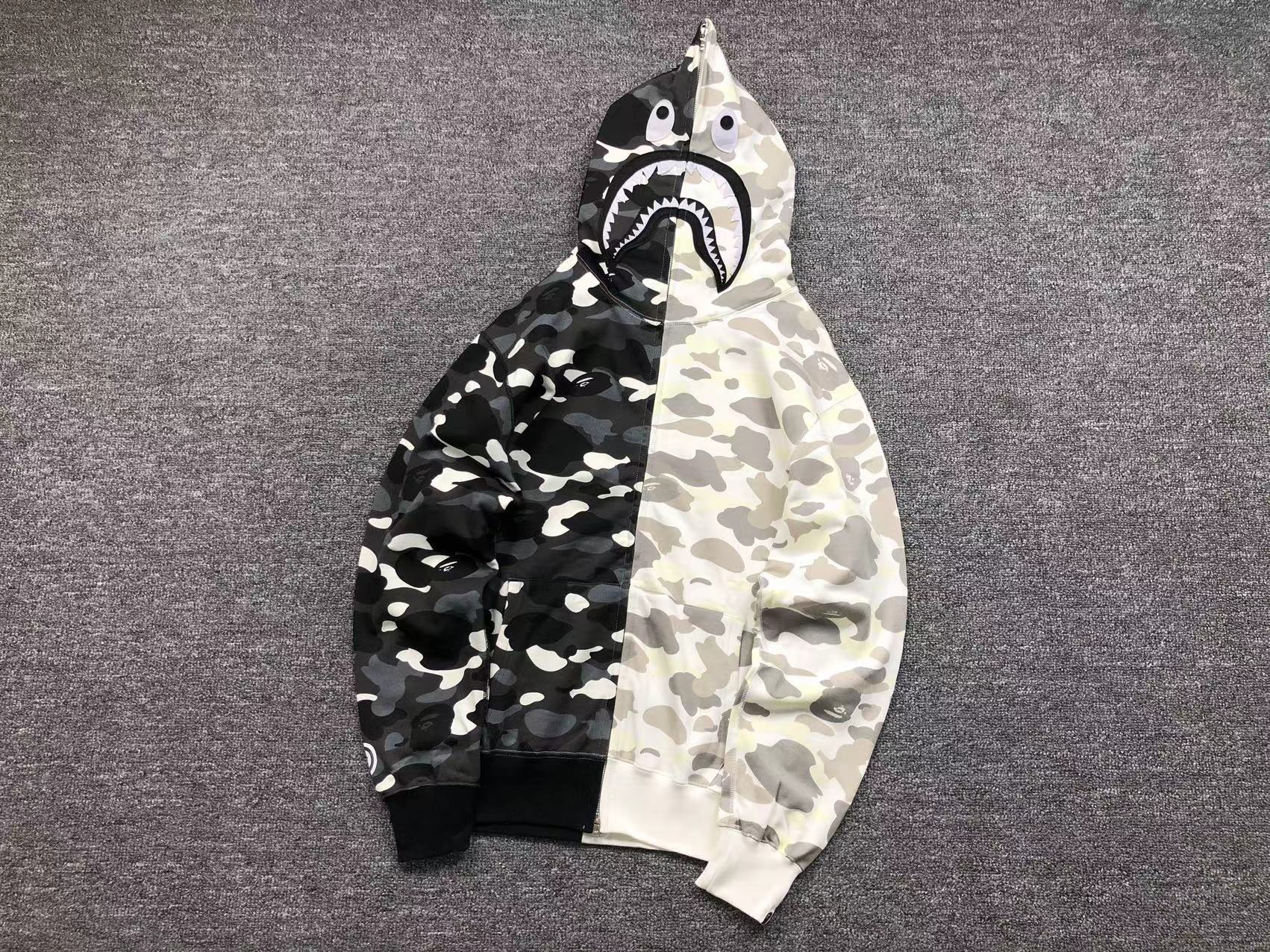 Bape Camo Half and Half Shark Hoodie