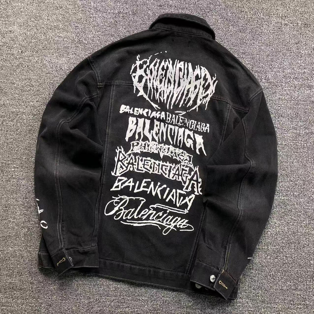 Balenciaga Graffiti Logo Denim Jacket