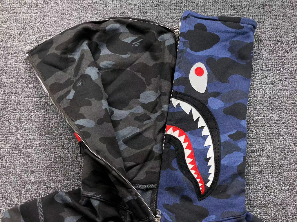 Bape Camo Half and Half Shark Hoodie