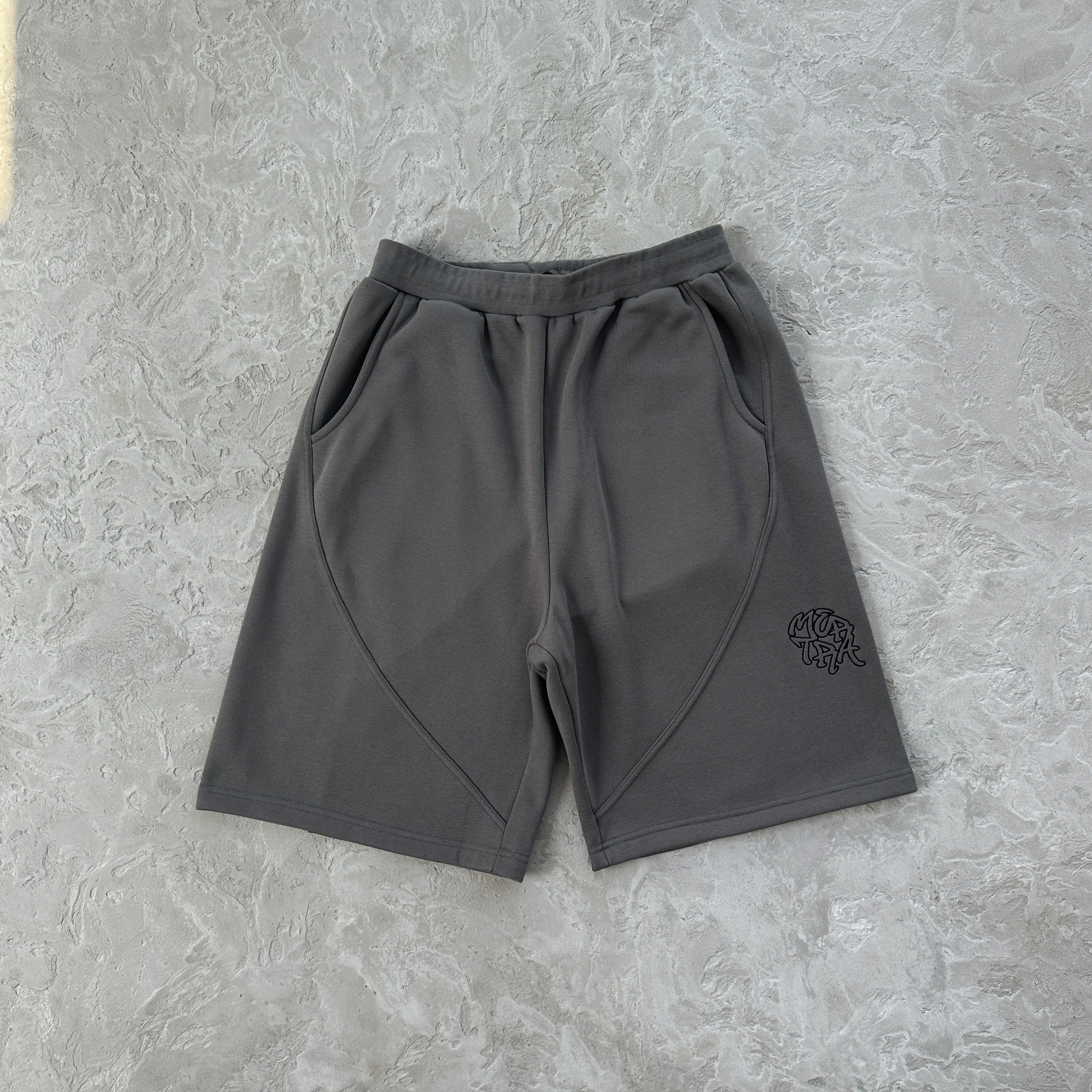 Mertra Embroided Dark-gray Shorts