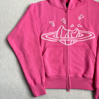 Broken Planet Zip-up Pink Hoodie