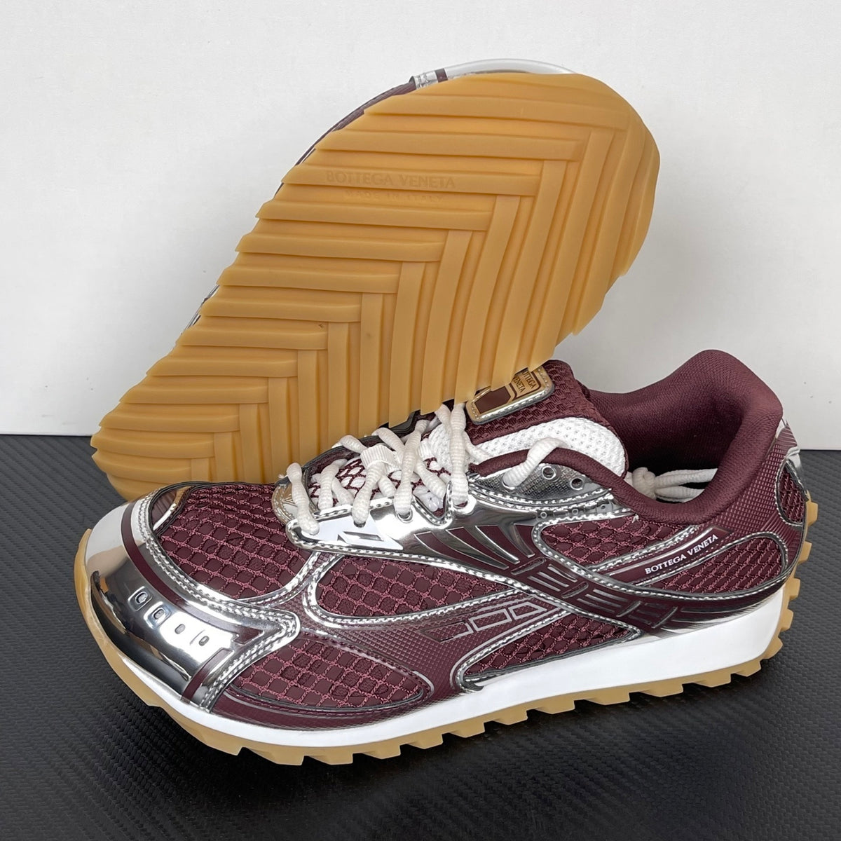 Bottega Veneta Orbit Sneakers Barolo/Silver