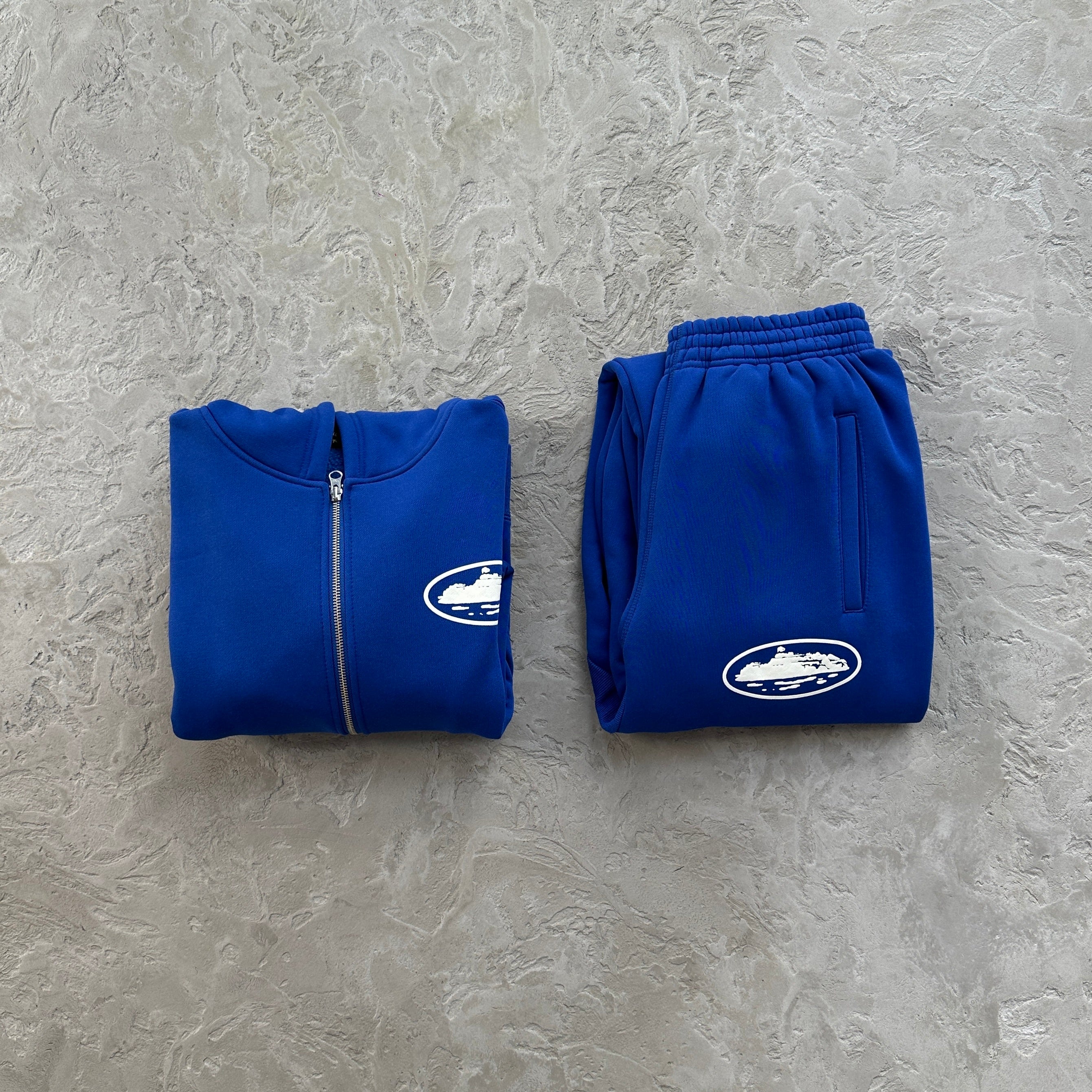 Corteiz Alcatraz Puff Print Washed Royal Sets