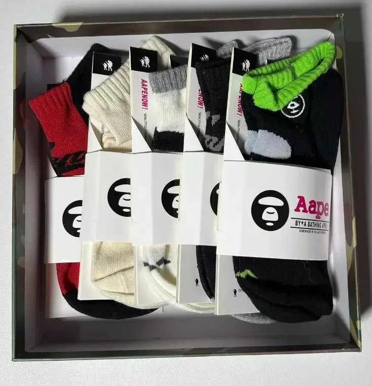 Boxed 5 Pairs Bape Socks