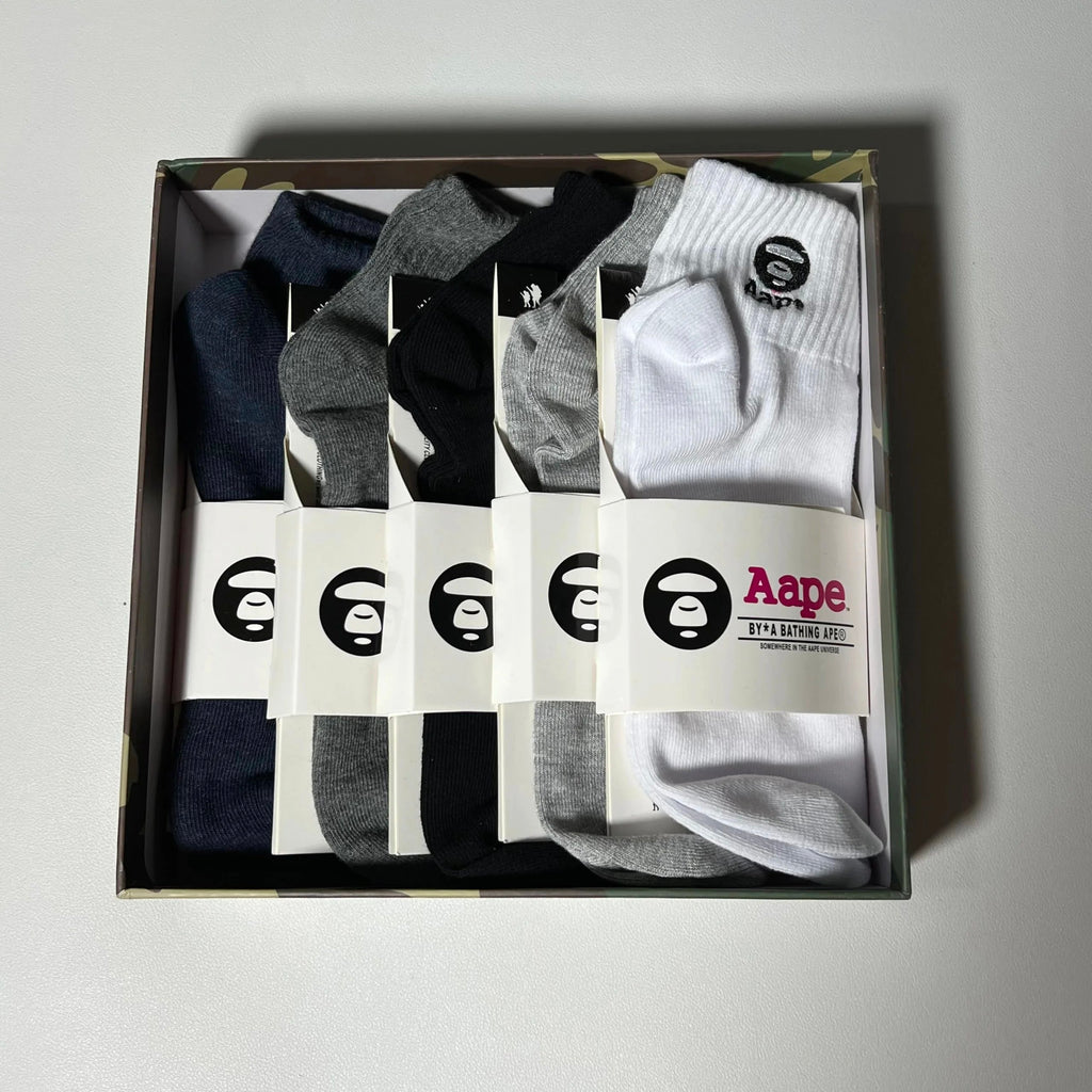 Boxed 5 Pairs Bape Socks